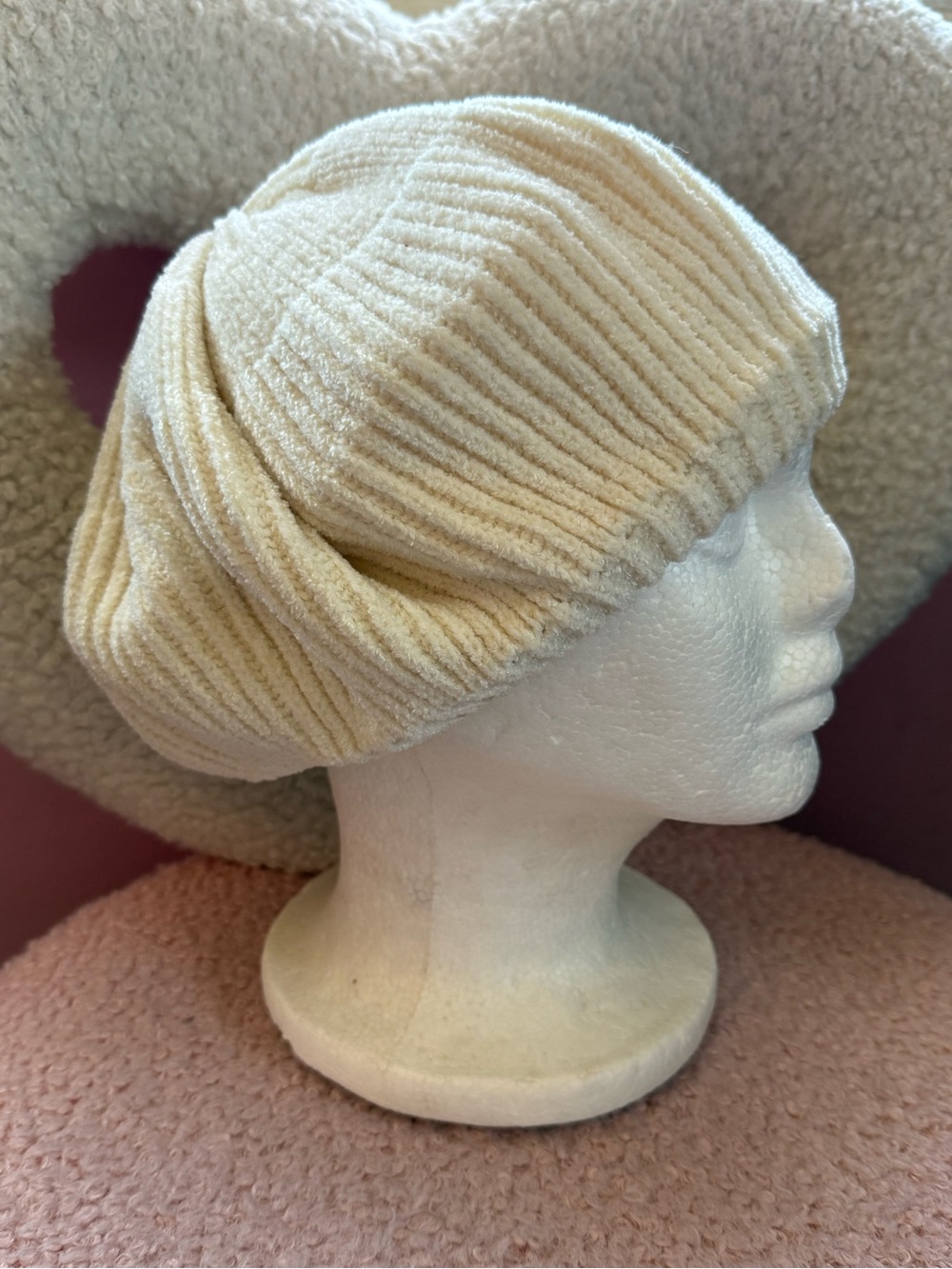 Merona Ivory Chenille Slouch Beanie Soft Ribbed Knit Winter Hat One Size